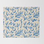 Blue organic watercolor nature art pattern Throw Blanket Gallery Image 2