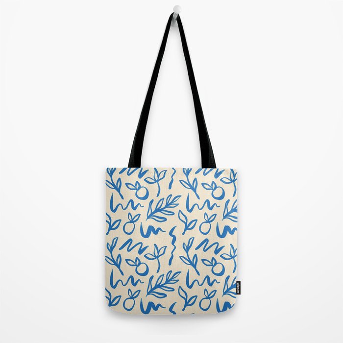 Blue organic watercolor nature art pattern Tote Bag Gallery Image 2