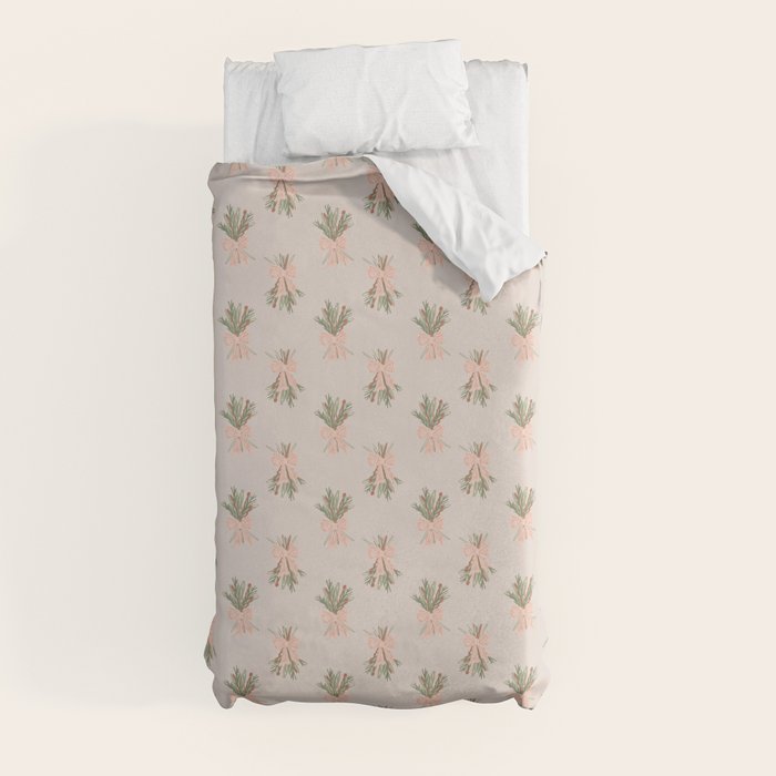 Holiday Bow-quet . Neutral Duvet Cover Gallery Image 4