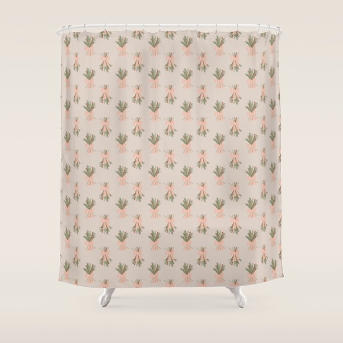 Holiday Bow-quet . Neutral Shower Curtain Gallery Image 1