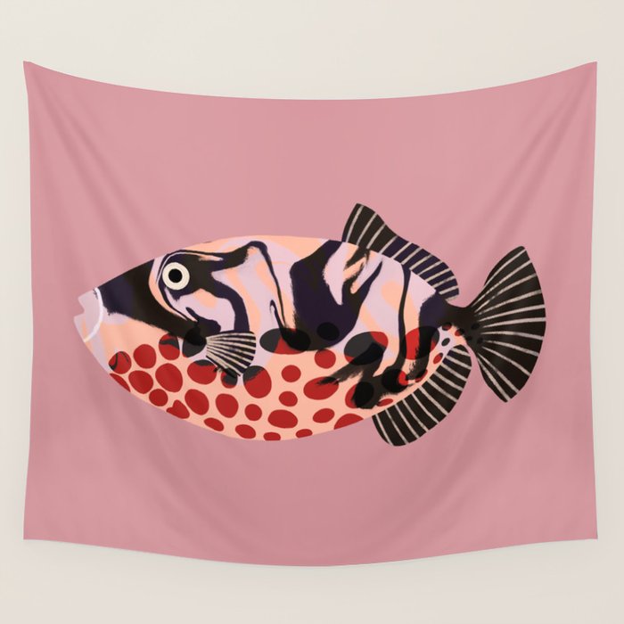 Tropical Fish with Red Polka Dots Wall Tapestry Gallery Image 4