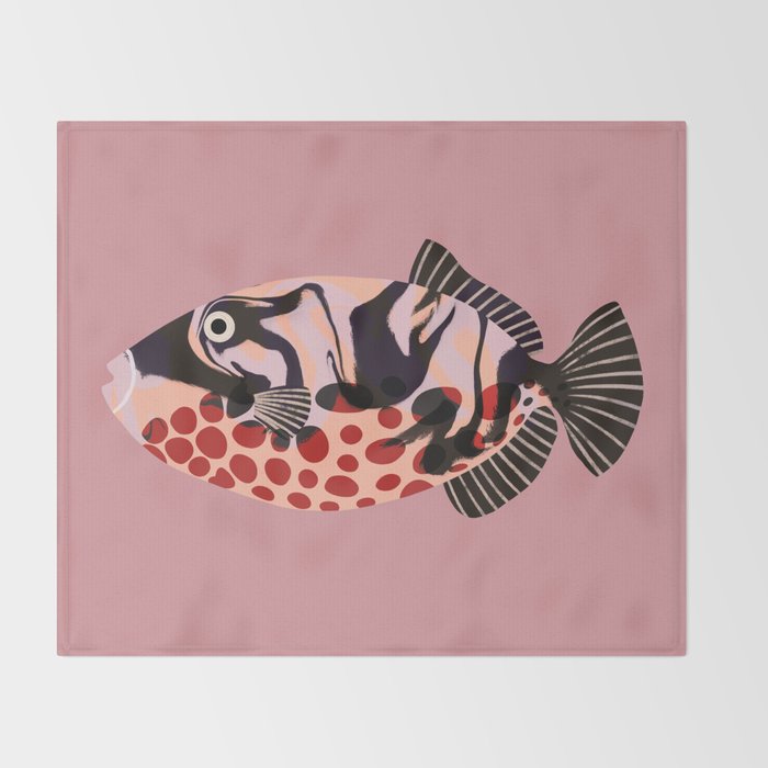 Tropical Fish with Red Polka Dots Throw Blanket Gallery Image 2