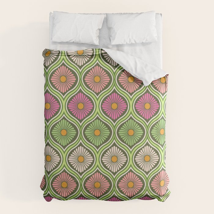 Groovy 70s Retro Mod Daisy Flowers Duvet Cover Gallery Image 1