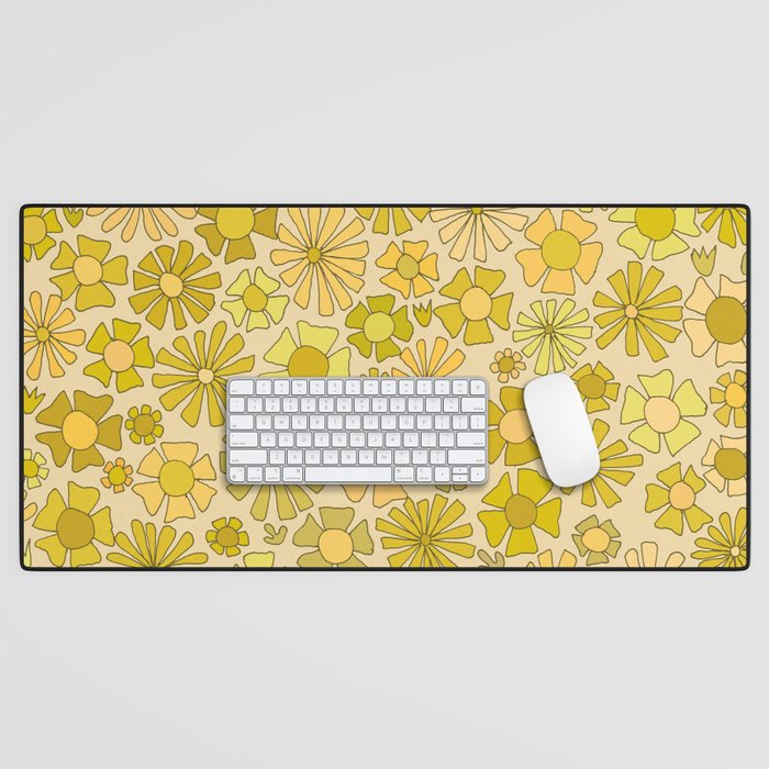 flower power // retro flower pattern by surfy birdy Desk Mat Gallery Image 1