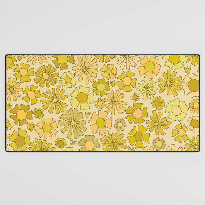 flower power // retro flower pattern by surfy birdy Desk Mat Gallery Image 3
