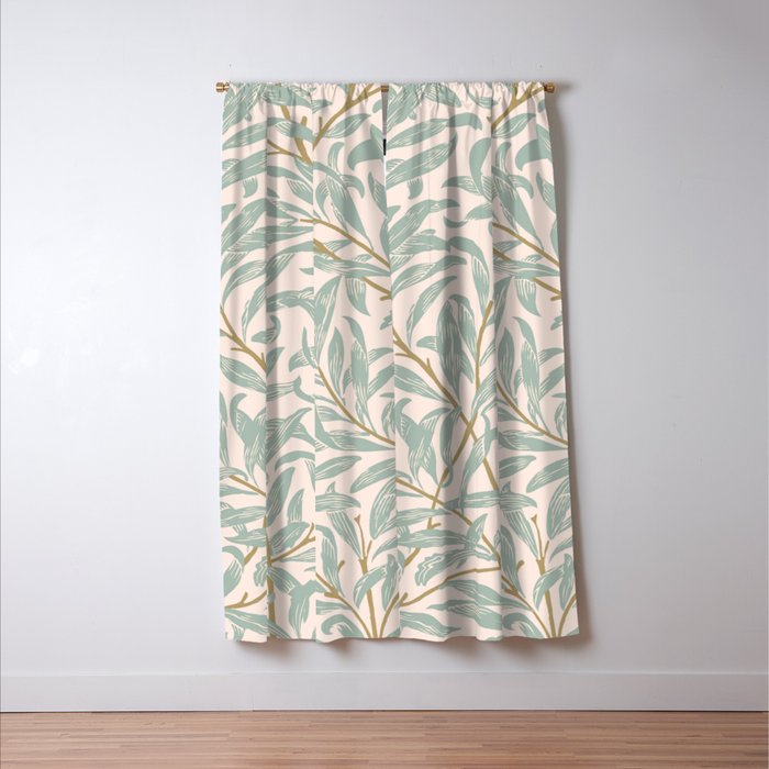 William Morris Willow Bough Pink Mint Window Curtain Gallery Image 3