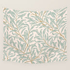 William Morris Willow Bough Pink Mint Wall Tapestry Gallery Image 4