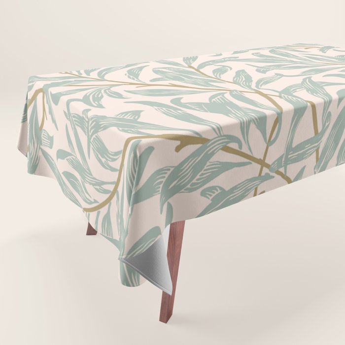 William Morris Willow Bough Pink Mint Tablecloth Gallery Image 1