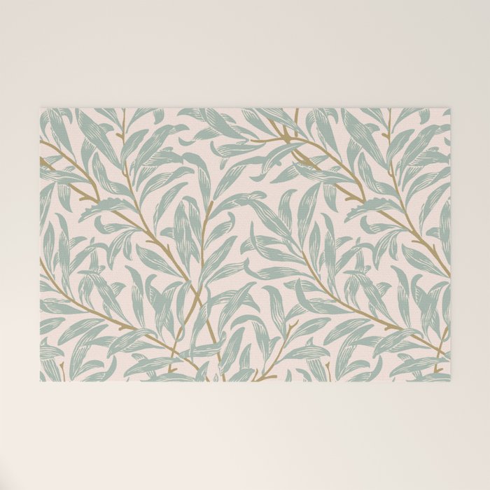 William Morris Willow Bough Pink Mint Welcome Mat Gallery Image 1