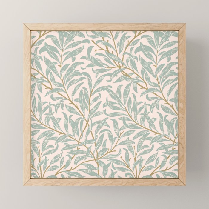 William Morris Willow Bough Pink Mint Mini Art Print Gallery Image 1