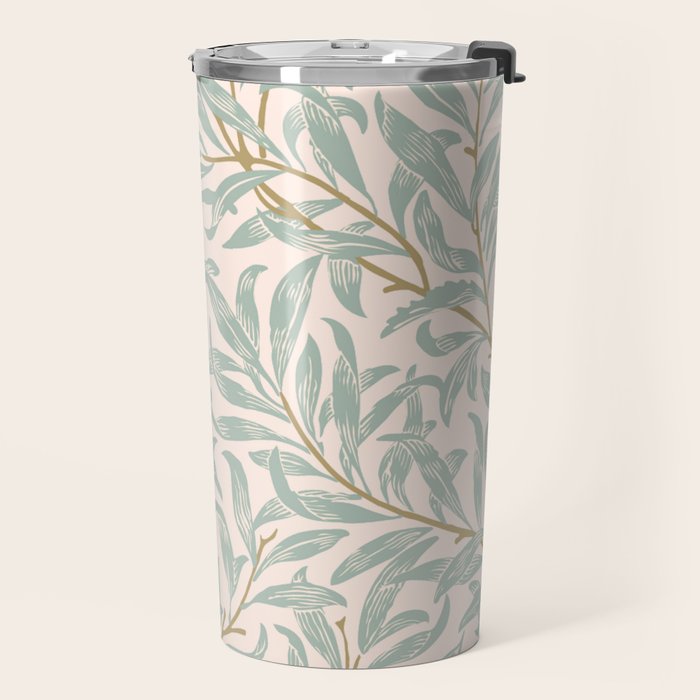 William Morris Willow Bough Pink Mint Travel Mug Gallery Image 2