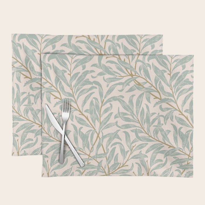 William Morris Willow Bough Pink Mint Placemat Gallery Image 1
