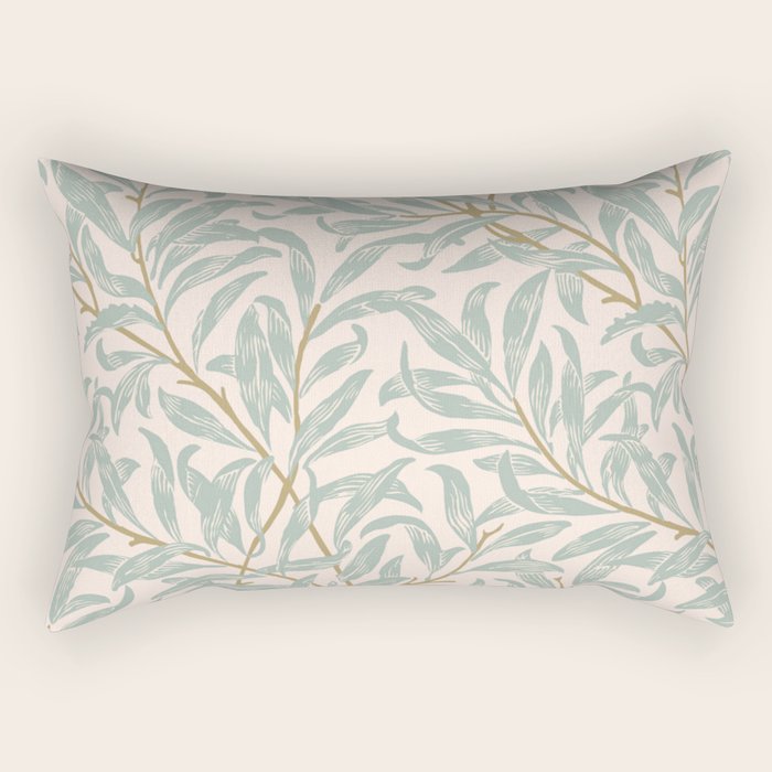 William Morris Willow Bough Pink Mint Rectangular Pillow Gallery Image 1