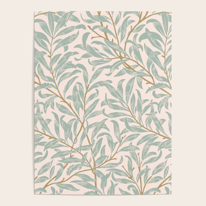 William Morris Willow Bough Pink Mint Poster Gallery Image 4
