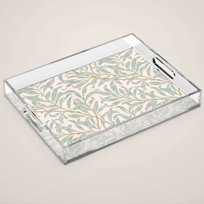 William Morris Willow Bough Pink Mint Acrylic Tray Gallery Image 1