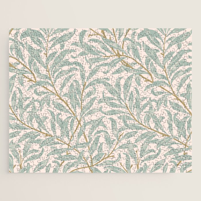 William Morris Willow Bough Pink Mint Jigsaw Puzzle Gallery Image 1