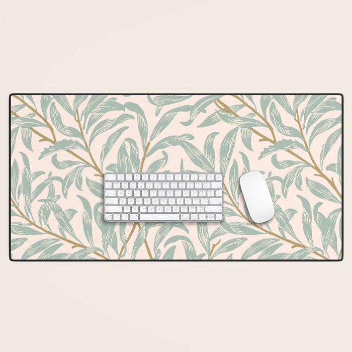 William Morris Willow Bough Pink Mint Desk Mat Gallery Image 1