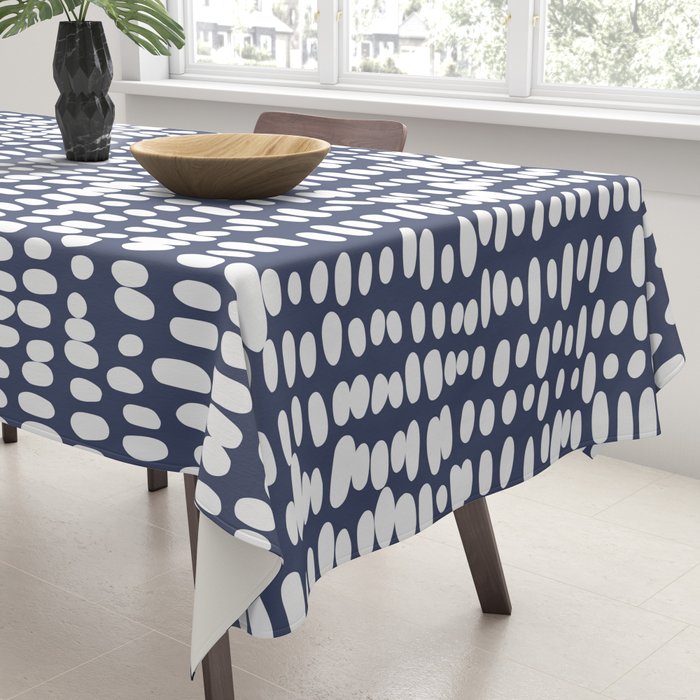 Spotted Preppy Dots Abstract in Navy Blue Tablecloth Gallery Image 3