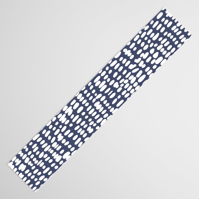 Spotted Preppy Dots Abstract in Navy Blue Table Runner Gallery Image 3