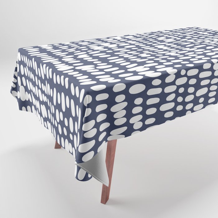 Spotted Preppy Dots Abstract in Navy Blue Tablecloth Gallery Image 1