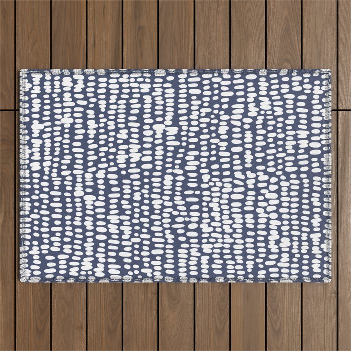 Spotted Preppy Dots Abstract in Navy Blue Outdoor Rug Gallery Image 1