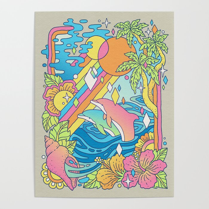 Paradise Visions | Tropical Neon Ocean Escape Poster Gallery Image 4