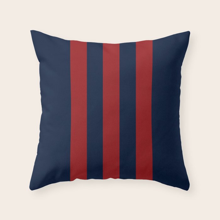 Navy Three Red Bars Throw Pillow Gallery Image 6