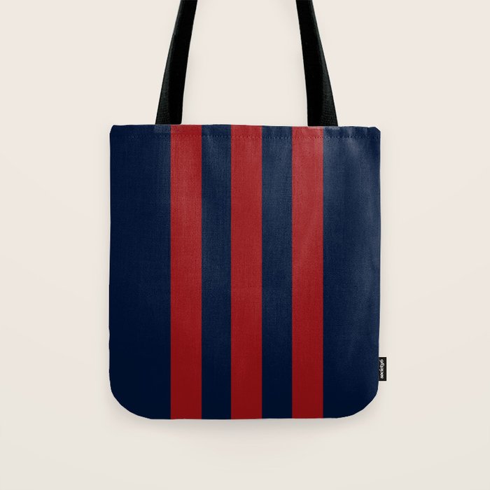 Navy Three Red Bars Tote Bag Gallery Image 1