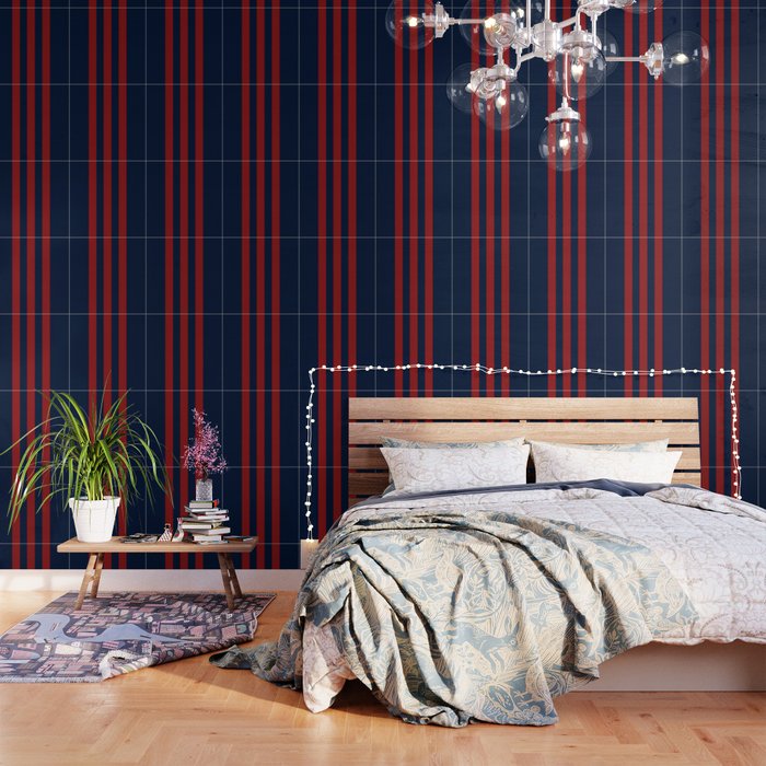 Navy Three Red Bars Wallpaper Gallery Image 3