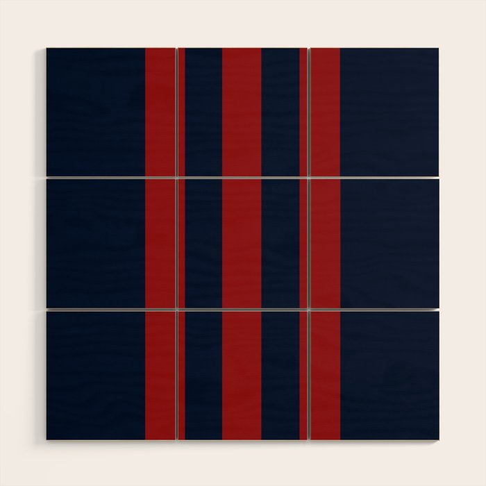 Navy Three Red Bars Wood Wall Art Gallery Image 1