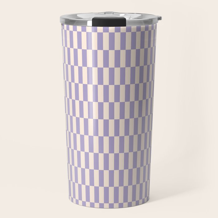 Retro vintage check: lavender and ice cream colours Travel Mug Gallery Image 1