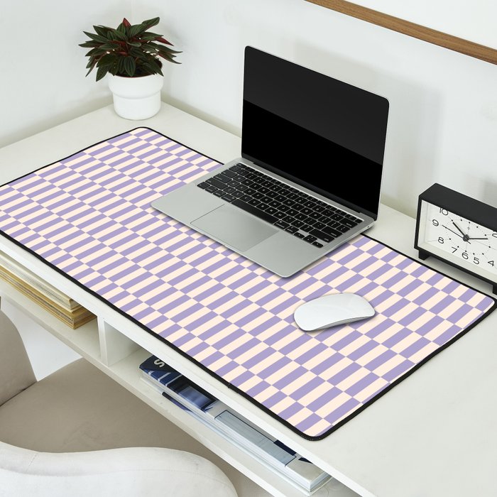 Retro vintage check: lavender and ice cream colours Desk Mat Gallery Image 2