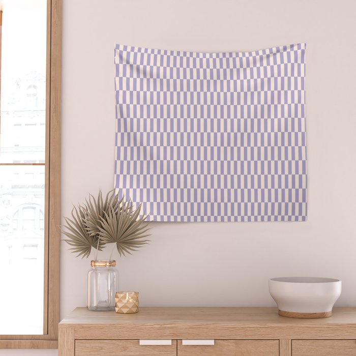 Retro vintage check: lavender and ice cream colours Wall Tapestry Gallery Image 2