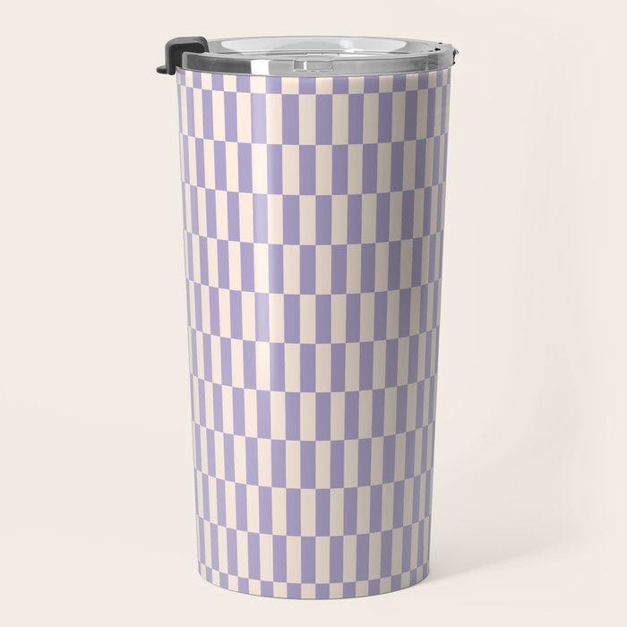Retro vintage check: lavender and ice cream colours Travel Mug Gallery Image 3