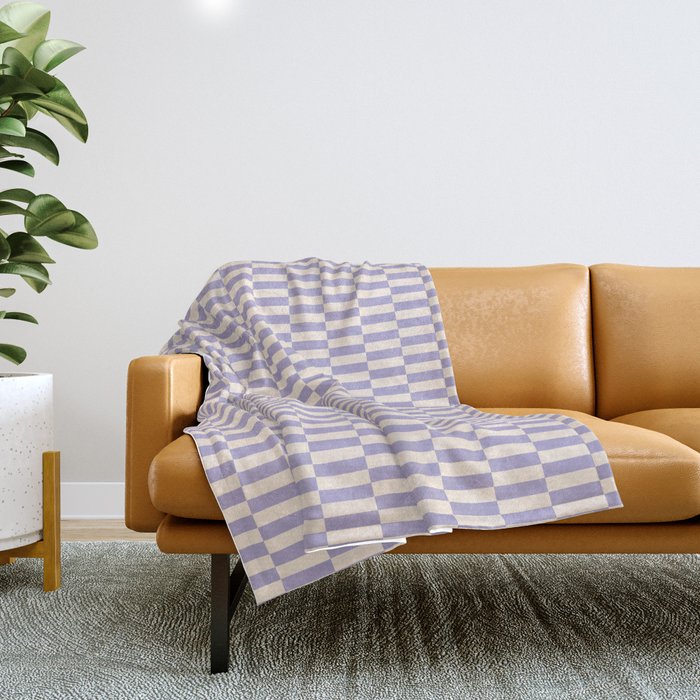 Retro vintage check: lavender and ice cream colours Throw Blanket Gallery Image 1