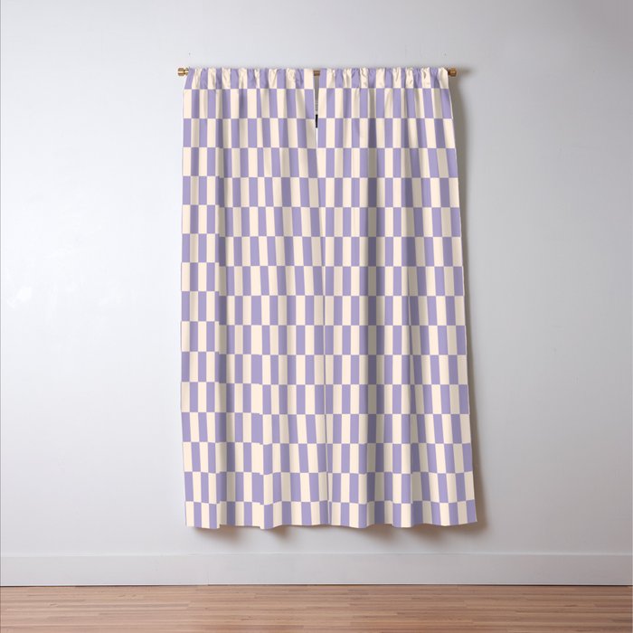 Retro vintage check: lavender and ice cream colours Window Curtain Gallery Image 3