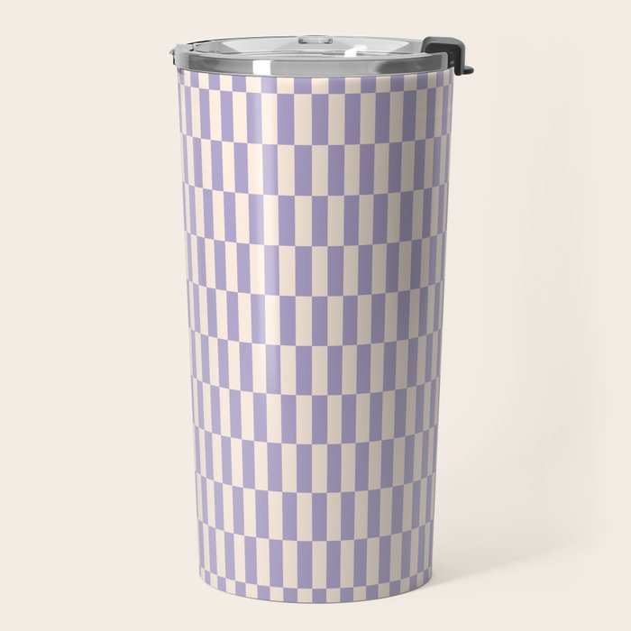 Retro vintage check: lavender and ice cream colours Travel Mug Gallery Image 2