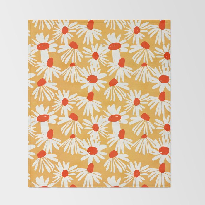 Summer Daisy: Tangerine Edition Throw Blanket Gallery Image 2