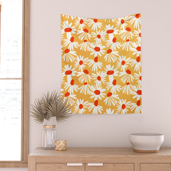 Summer Daisy: Tangerine Edition Wall Tapestry Gallery Image 2