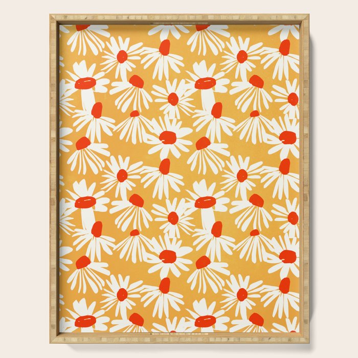 Summer Daisy: Tangerine Edition Serving Tray Gallery Image 1