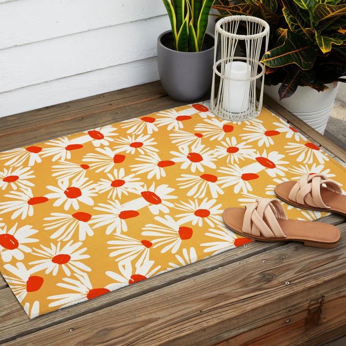 Summer Daisy: Tangerine Edition Outdoor Rug Gallery Image 2