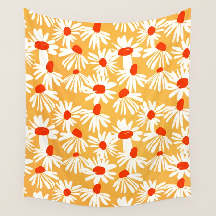 Summer Daisy: Tangerine Edition Wall Tapestry Gallery Image 4