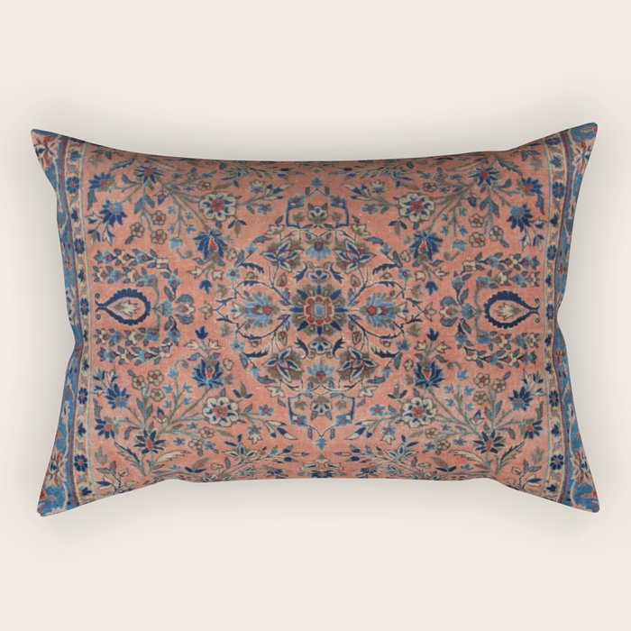 Manchester Kashan Floral Peach Persian Rug Print Rectangular Pillow Gallery Image 2