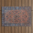 Manchester Kashan Floral Peach Persian Rug Print Outdoor Rug Gallery Image 1