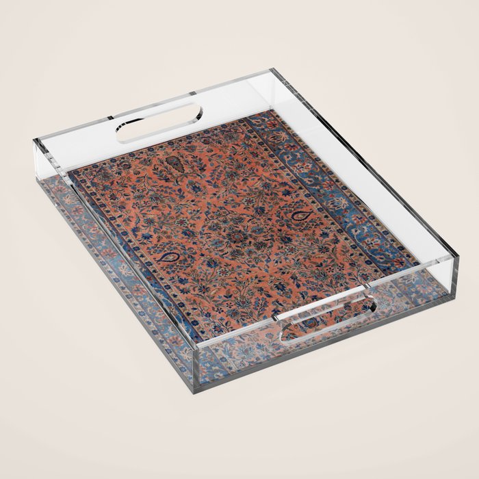 Manchester Kashan Floral Peach Persian Rug Print Acrylic Tray Gallery Image 1
