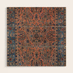 Manchester Kashan Floral Peach Persian Rug Print Wood Wall Art Gallery Image 1