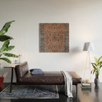 Manchester Kashan Floral Peach Persian Rug Print Wood Wall Art Gallery Image 2