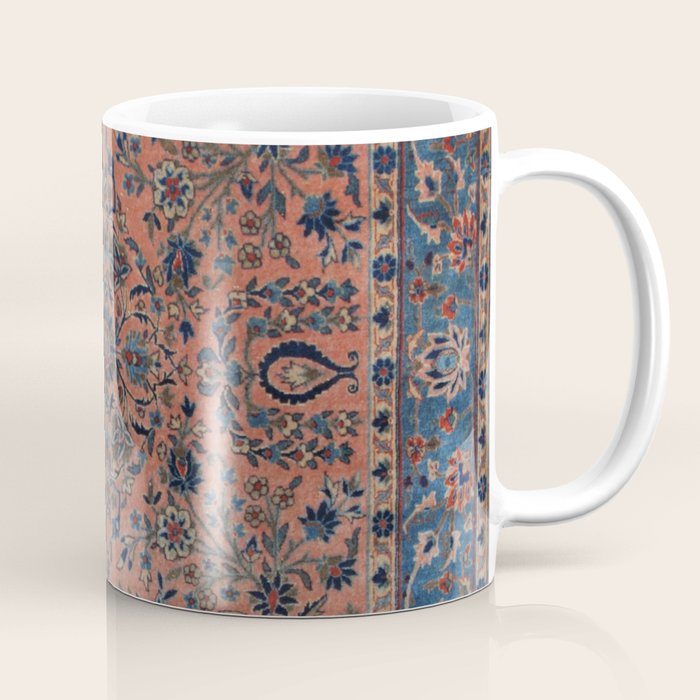 Manchester Kashan Floral Peach Persian Rug Print Coffee Mug Gallery Image 1