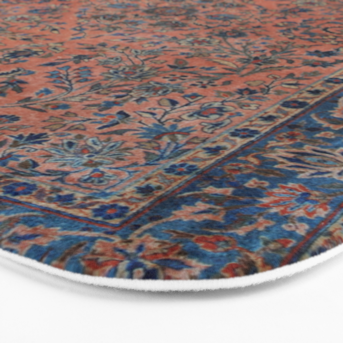 Manchester Kashan Floral Peach Persian Rug Print Bath Mat Gallery Image 3