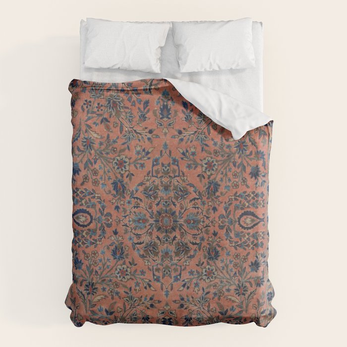 Manchester Kashan Floral Peach Persian Rug Print Duvet Cover Gallery Image 6